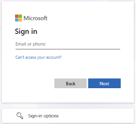 Microsoft sign-in page